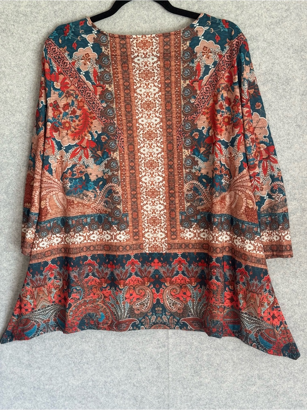 Ruby Rd. Teal & Rust Paisley Scoop Neck Tunic - Picture 3 of 7